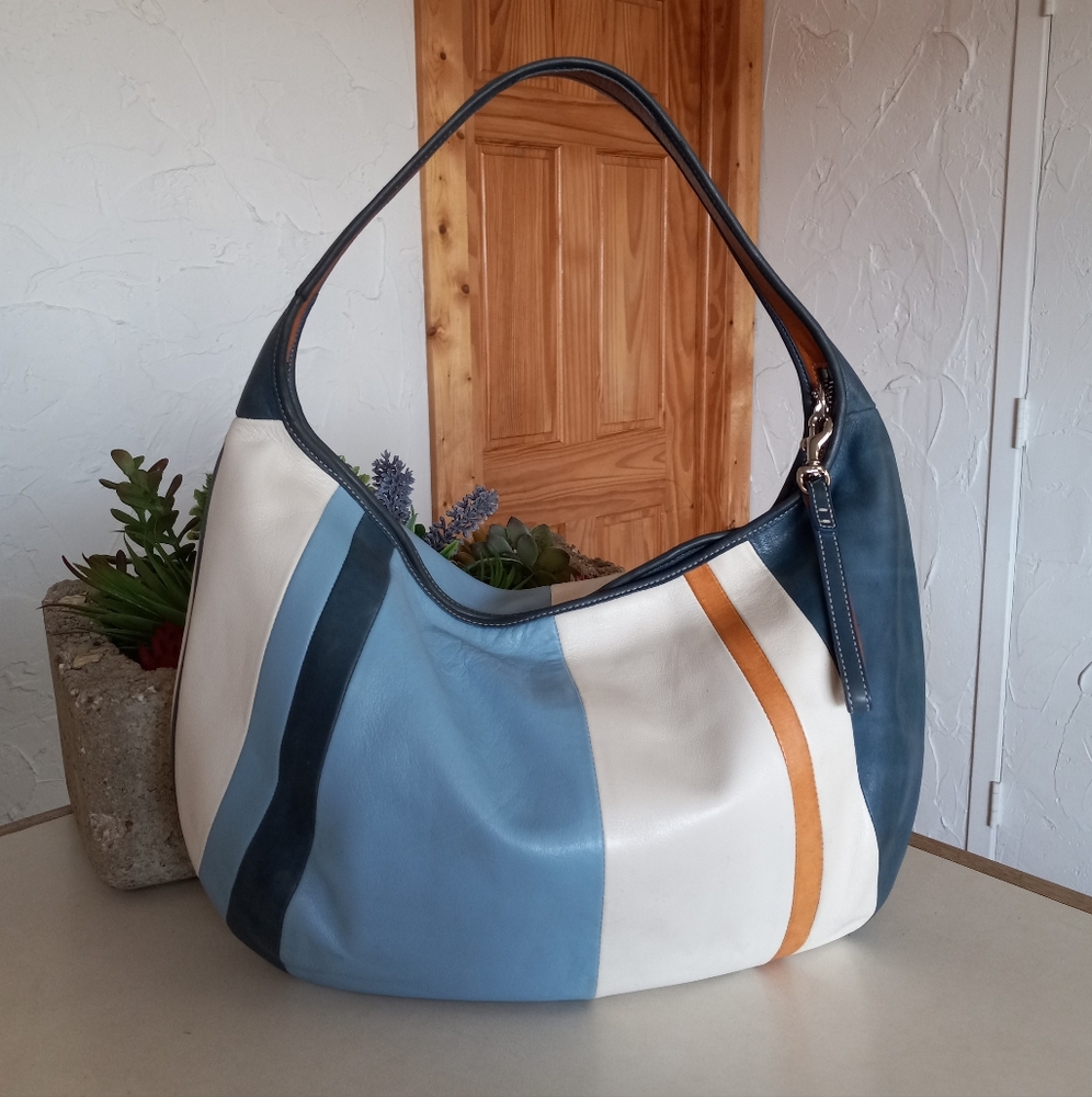 Coach Ergo Striped Zip-top Lightweight Collection Hobo Bag, 2003 - Picture 2 of 15